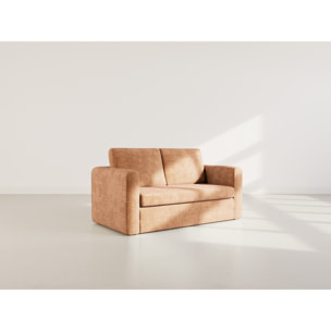 Marilia - Canapé 2 places convertible déplimousse en velours texturé - Terracotta