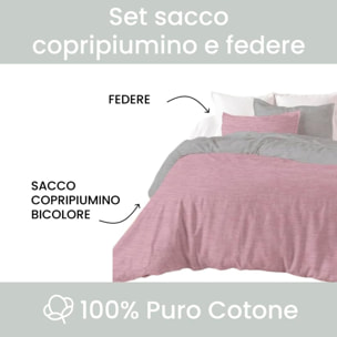 Parure copripiumino una piazza e mezza in flanella di cotone caldo e morbido, set sacco copripiumino con federa double face, tessuto tinto filo traspirante e resistente, ideale per inverno, comfort avvolgente, facile da lavare e durevole