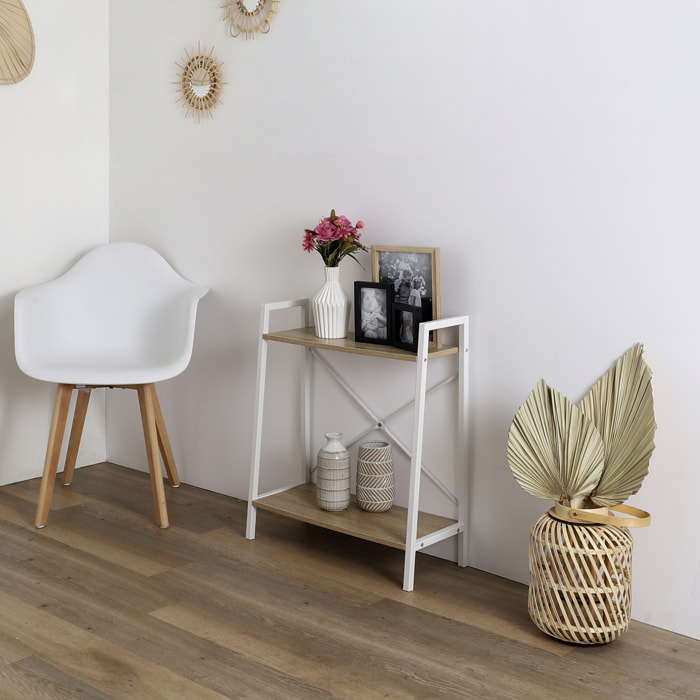 Etagere Bois Et Metal Blanc 70x60x27cm