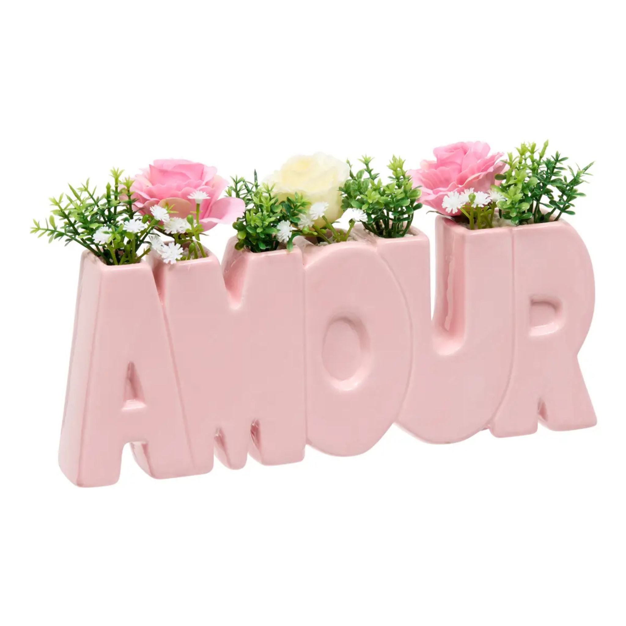 Composition florale "Amour" Fleur de rose H14cm