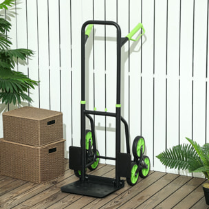 Carretilla Plegable para Escalera con Ruedas Carga 120kg Carretilla de Mano Portátil para Entrega Almacenes Mercado Viajar Mudarse Verde