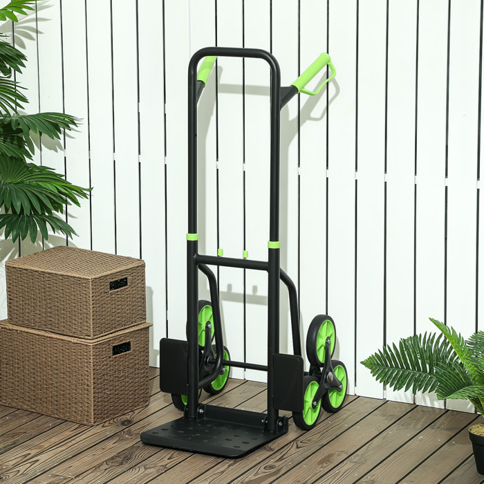 Carretilla Plegable para Escalera con Ruedas Carga 120kg Carretilla de Mano Portátil para Entrega Almacenes Mercado Viajar Mudarse Verde