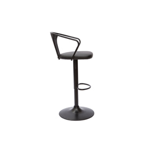 Tabouret de bar industriel noir réglable pivotant 360° BECKETT