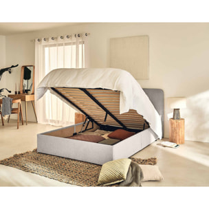 Goyave - lit coffre - 160x200 - en tissu - sommier inclus - Gris