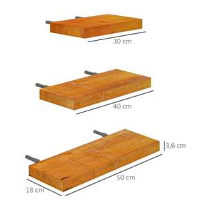 Estanterías de Pared de Madera 3 Piezas Repisas de Pared Estilo Vintage para Salón Cocina Comedor 50x18x3,6 cm 40x18x3,6 cm 30x18x3,6 cm Marrón