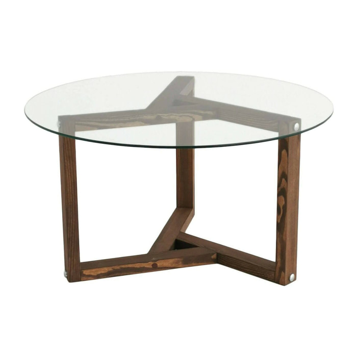 Tavolino da salotto Luigia, Tavolo basso da caffè, Portariviste per divano, Ripiano da soggiorno, 75x75h40 cm, Noce