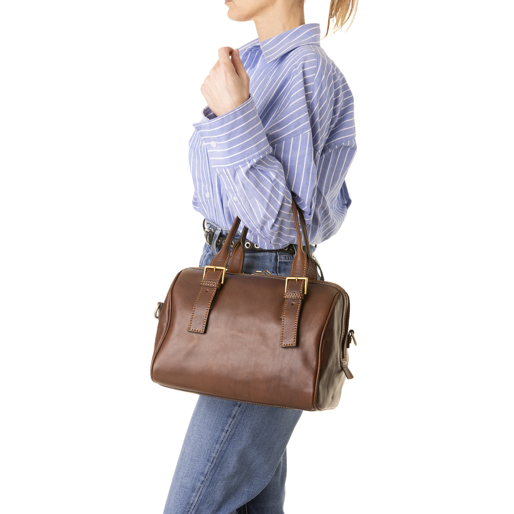 Borsa a bauletto  unisex In Vera pelle Made in Italy 29x27x13 cm