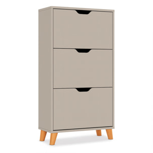 Plana - Scarpiera Salvaspazio 3 Ante 55x116x25 cm 18 Paia in Legno Tortora