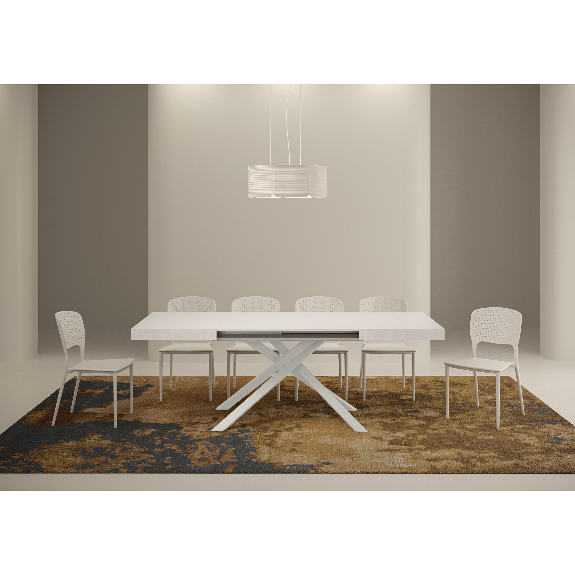 Table extensible 120X80/204cm Karida Frêne Blanc cadre Anthracite