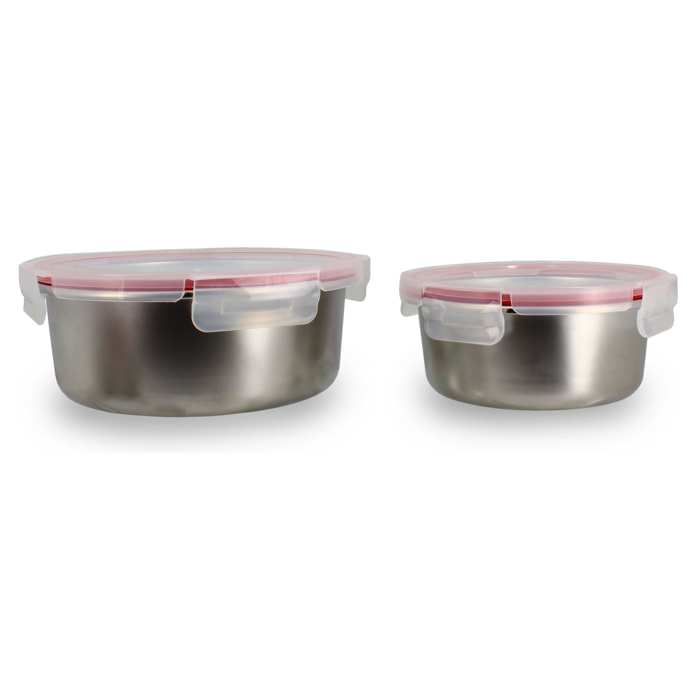 Lot de 2 boîtes hermétiques en acier inoxydable