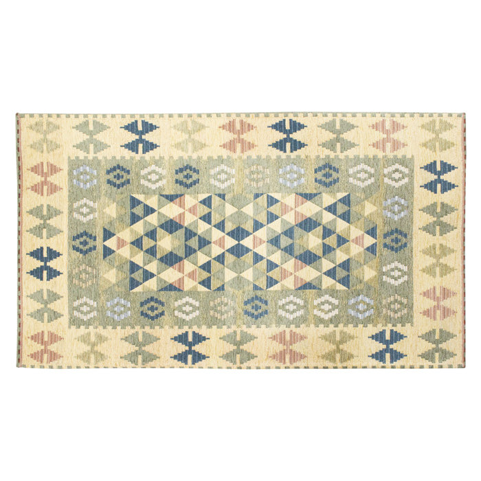 TAPPETO ARREDO KILIM VERDE CENERE CON FONDO ANTISCIVOLO MADE IN ITALY
