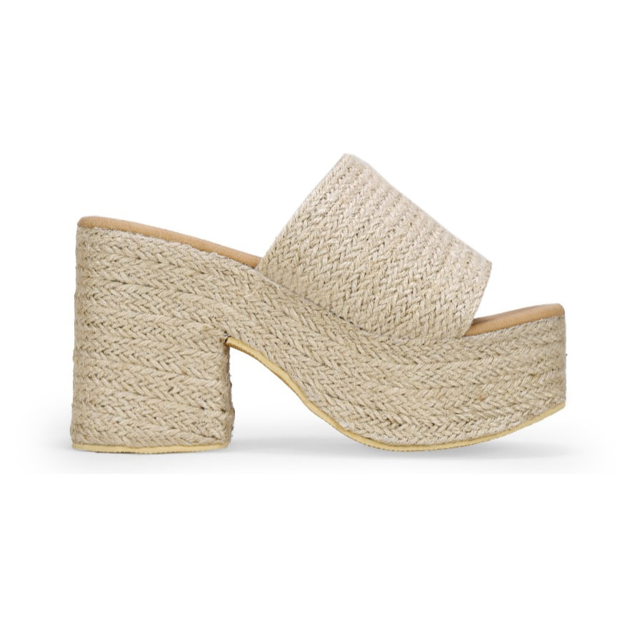 Sandalias de esparto con tacón y plataforma