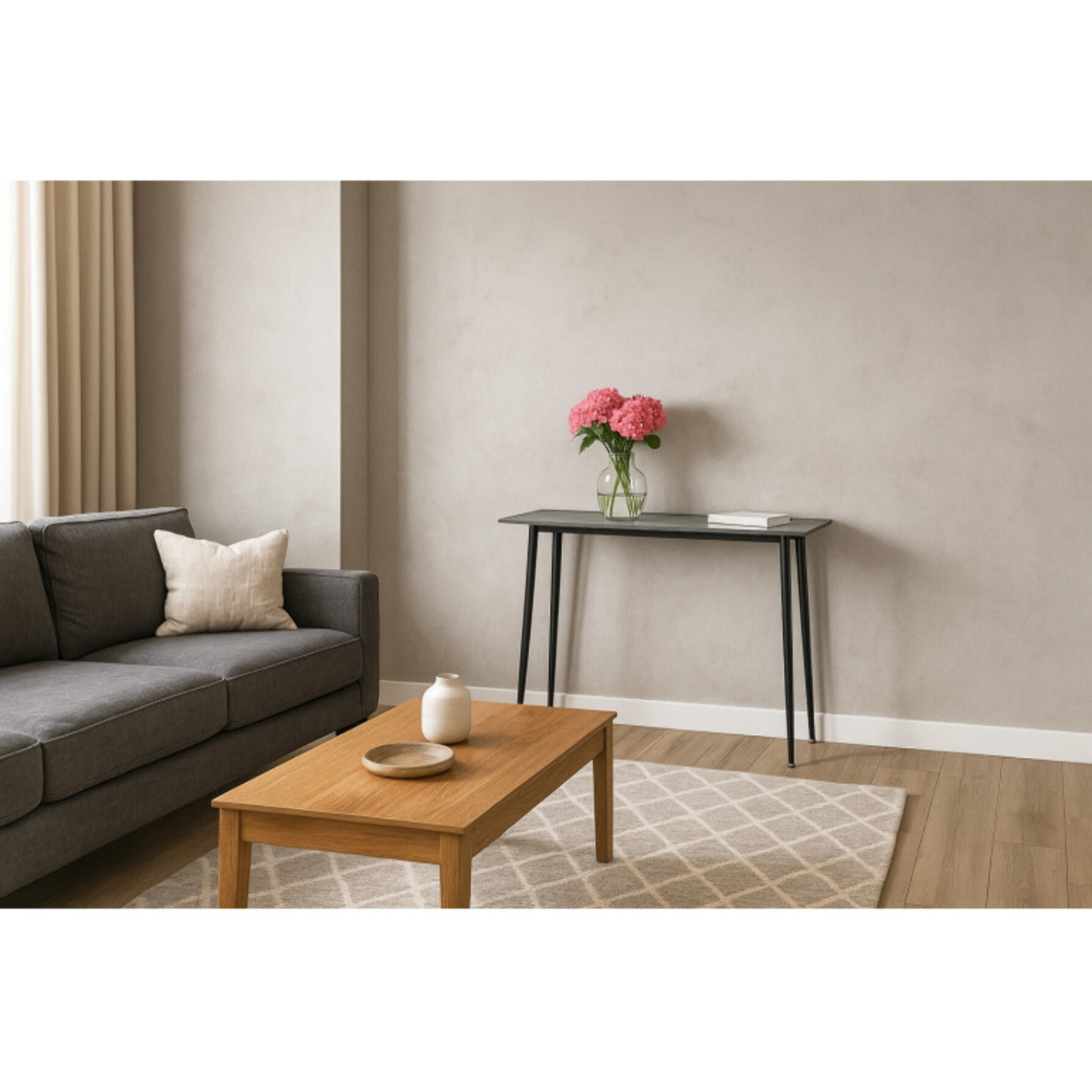 Console L. 120 cm plateau céramique marbré pieds métal noir - STONE 2