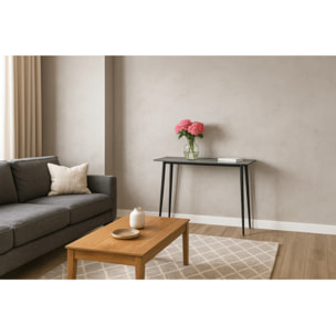 Console L. 120 cm plateau céramique marbré pieds métal noir - STONE 2