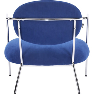Fauteuil en velours côtelé et piètement chromé - LEON