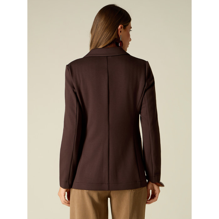 Oltre - Blazer in jersey scuba - Marrone