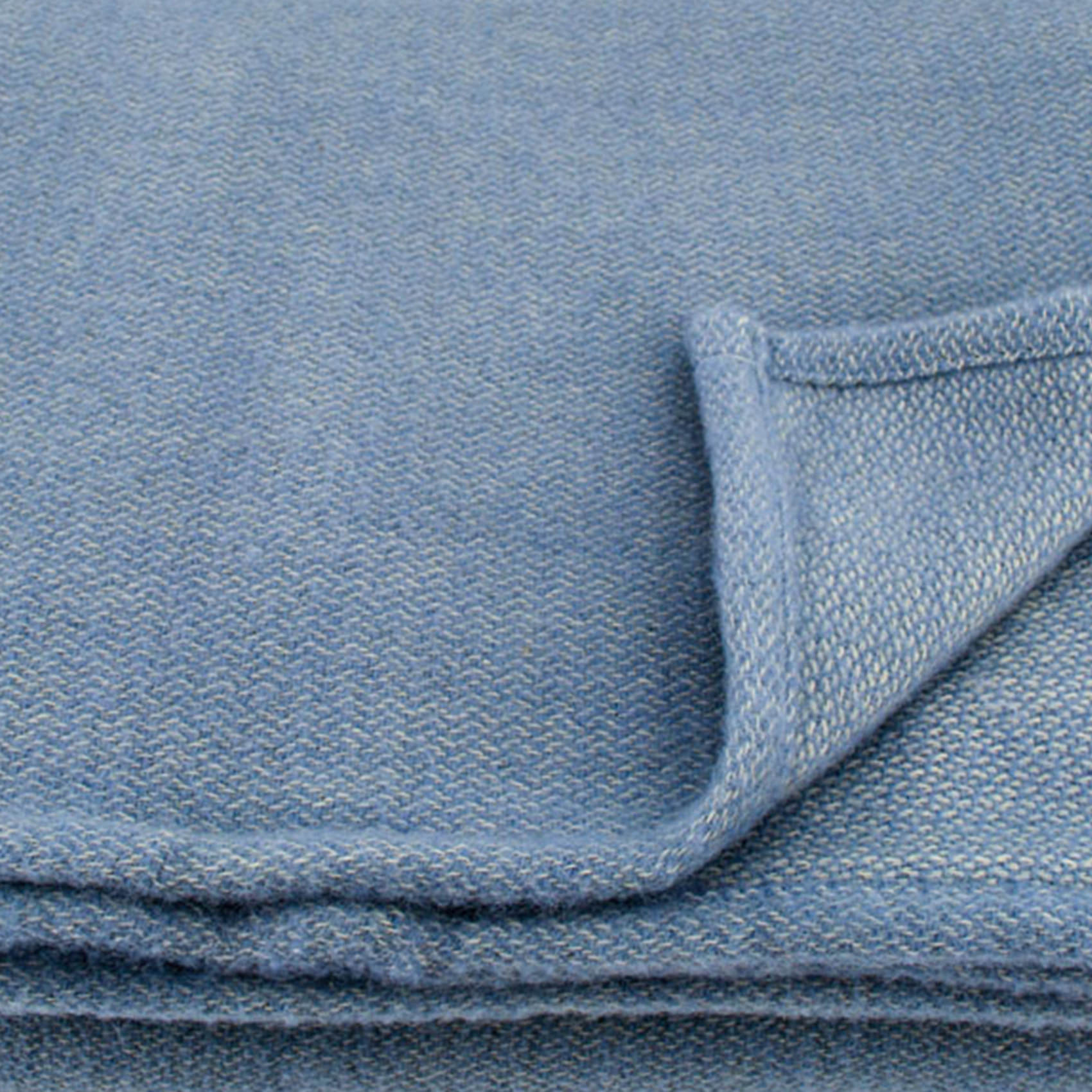 Couverture laine véritable - Bleu ciel