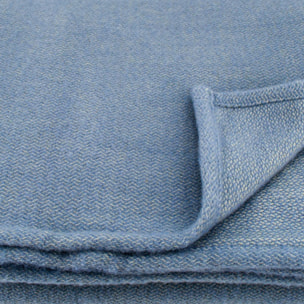 Couverture laine véritable - Bleu ciel