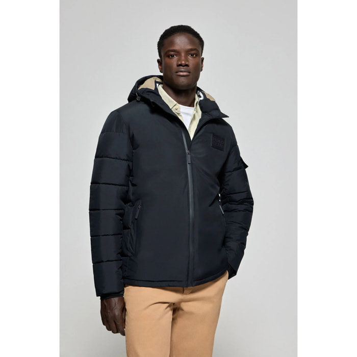 Chaqueta St Moritz azul marino acolchada de capucha fija y detalles Polo Club