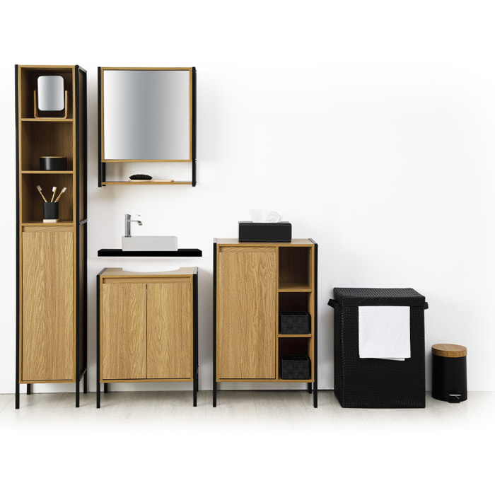 Poubelle à couvercle bambou 3L "Naturéo" noir