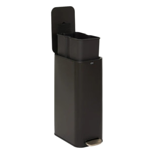 Poubelle slim rectangulaire à pédale Delta 30L noir