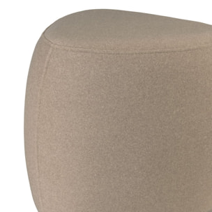LEOPOLD - Pouf forme galet n°1 en tissu effet velours beige foncé