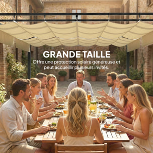 Pergola de jardin double toit rétractable structure métallique beige