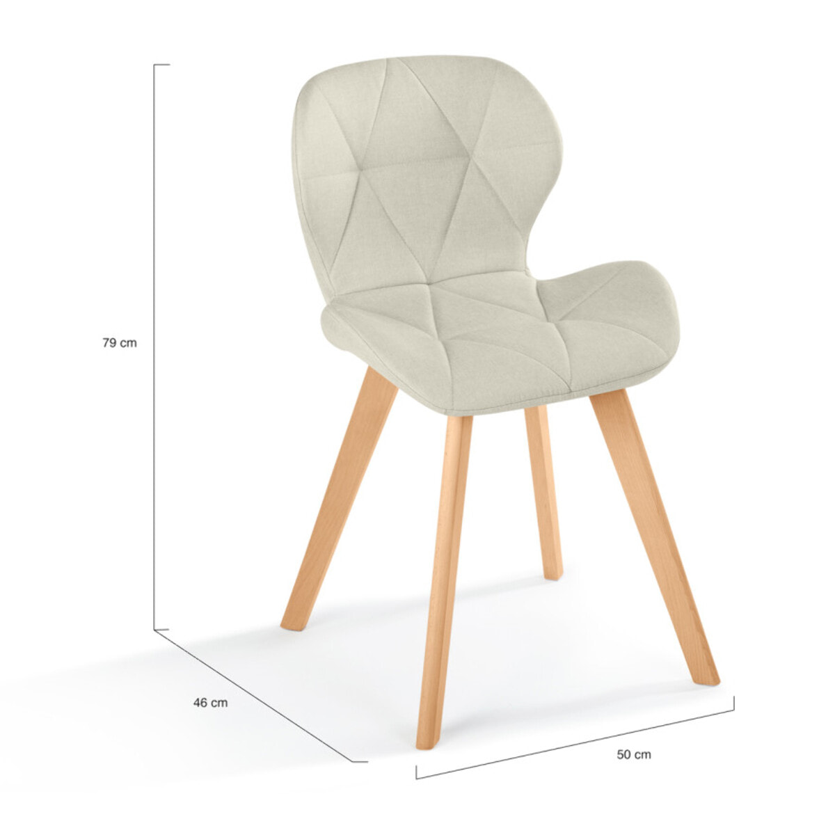 Chaises Gatsby en tissu beige et pieds bois - lot de 4