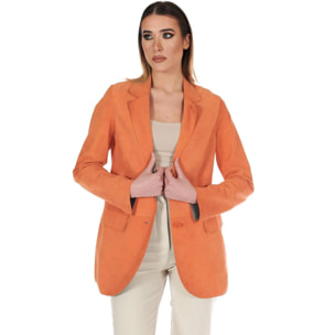 Giacca blazer in pelle scamosciata colore arancione