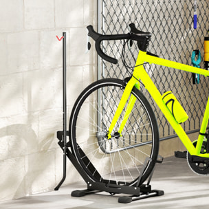 Râtelier vélo - support vélo au sol hauteur réglable pliable - compatible 20-29 pouces - acier noir