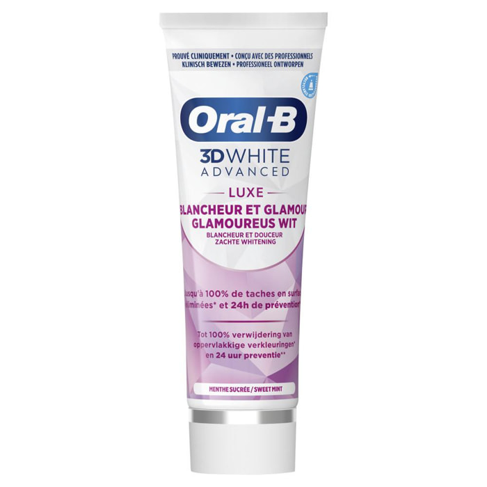 2x2 Dentifrices Oral-B 3D White Luxe Glamor White 75 ml