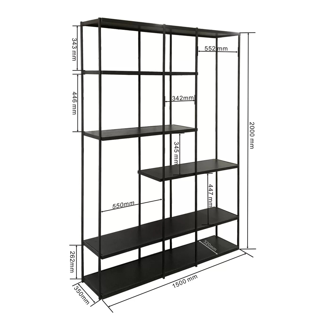 Étagère Oslo 200x150cm noire Kare Design
