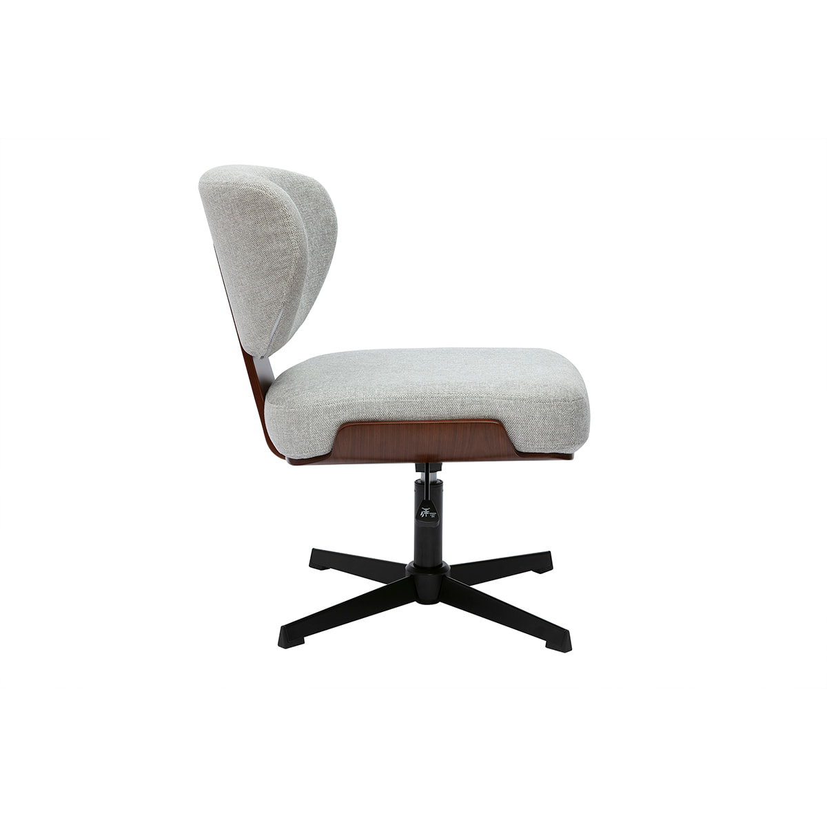 Chaise de bureau en bois et tissu effet velours texturé gris HANZ
