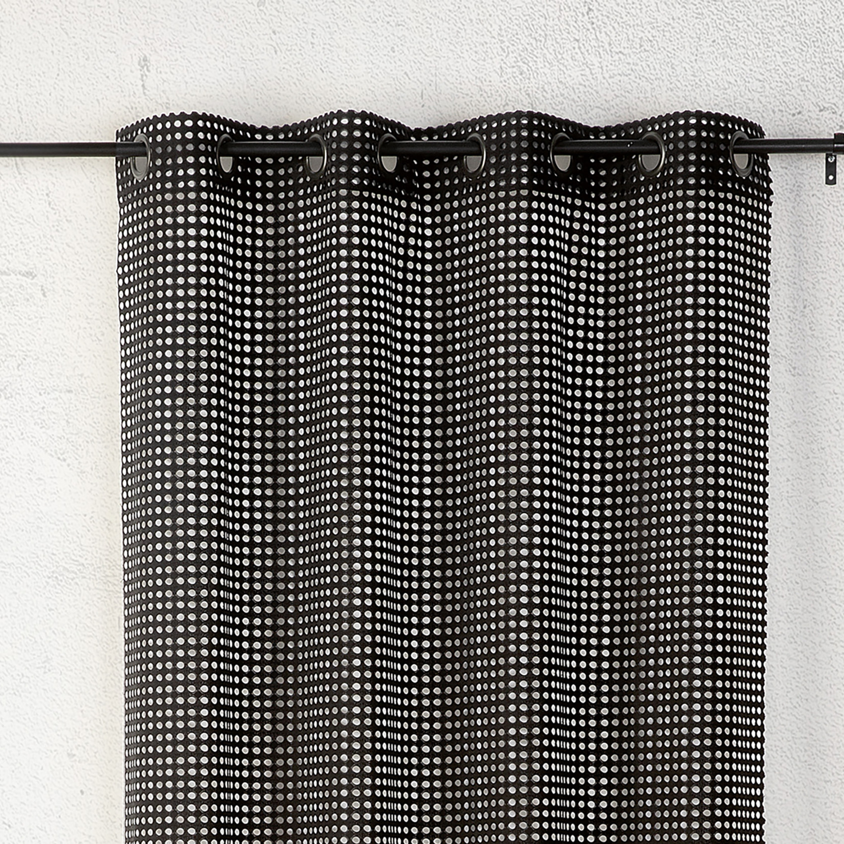 Voilage maille ajourée à oeillets - Noir