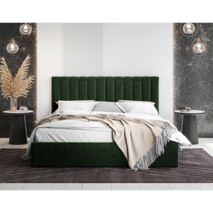 Rosario - lit coffre - 160x200 - sommier inclus - en velours - Vert