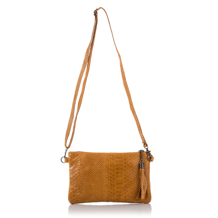 Deanna Borsa a mano Donna.Pelle autentica Camoscio Inciso Serpente