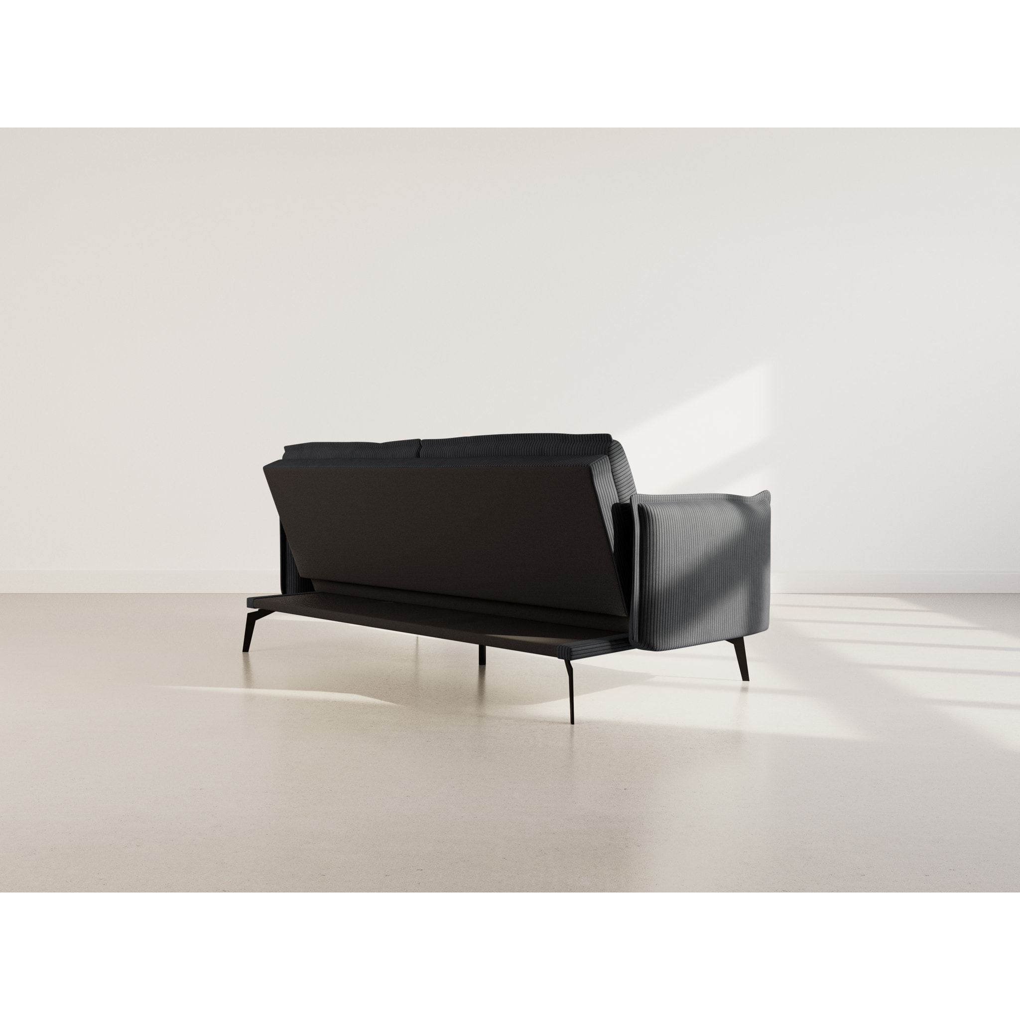 Lexie - Canapé convertible clic-clac 2 places en velours côtelé - Noir