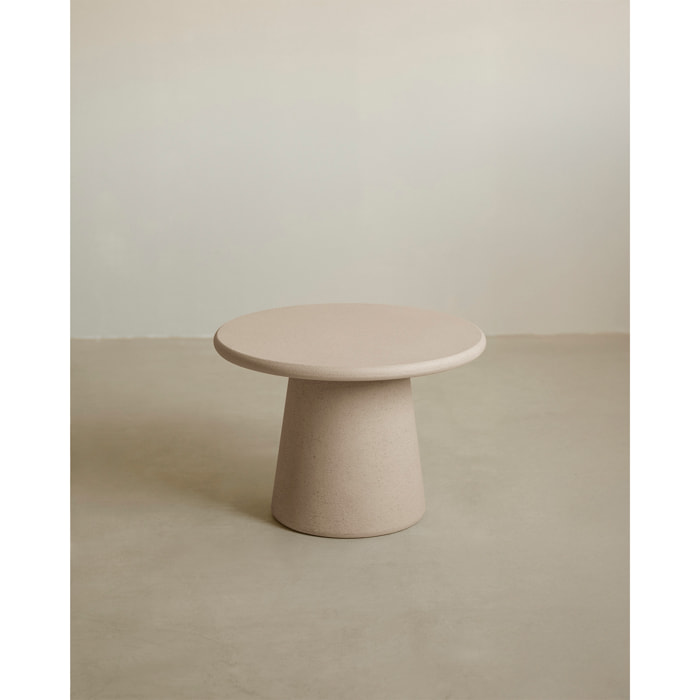 Table basse ronde en microciment ton beige en différentes tailles