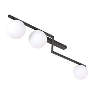 Lampada a sospensione Naton in acciaio nero con sfere in vetro opale