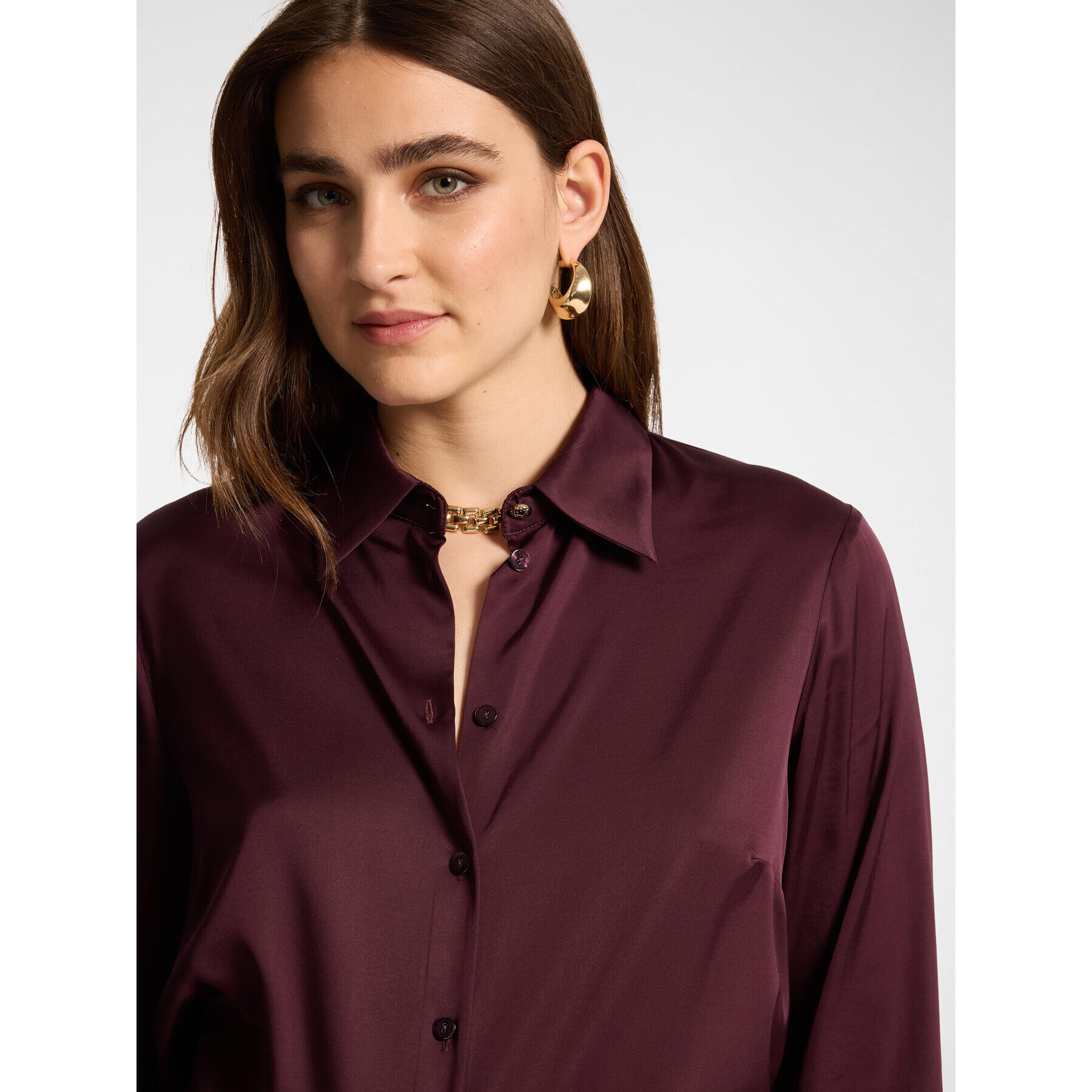 Elena Mirò - Camisa en raso de viscosa elástico - Burgundy