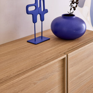 Buffet effet bois 3 portes naturel L 160 x P 43 x H 75cm - Kuba