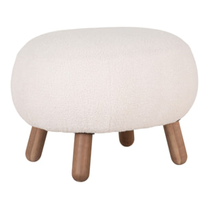 Poggiapiedi Savona in pelliccia sintetica bianca con gambe effetto noce, 56×47 cm