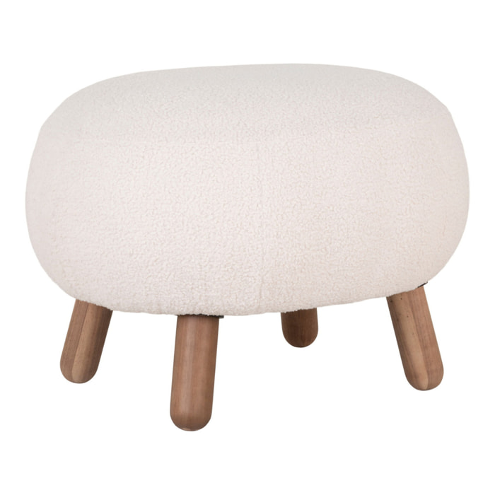 Poggiapiedi Savona in pelliccia sintetica bianca con gambe effetto noce, 56×47 cm