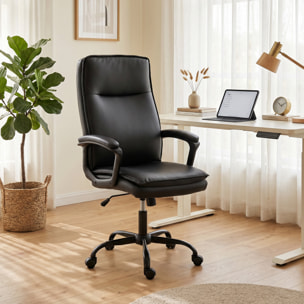 Chaise de bureau manager accoudoirs rembourrés métal synthétique noir