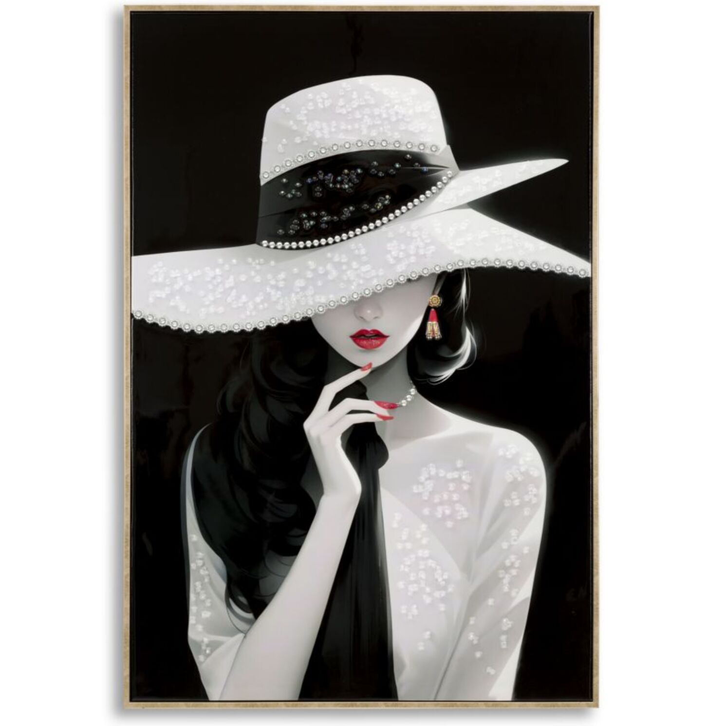 DIPINTO SU TELA LACCATO MARTY C/CORNICE -A- CM 62X4X92