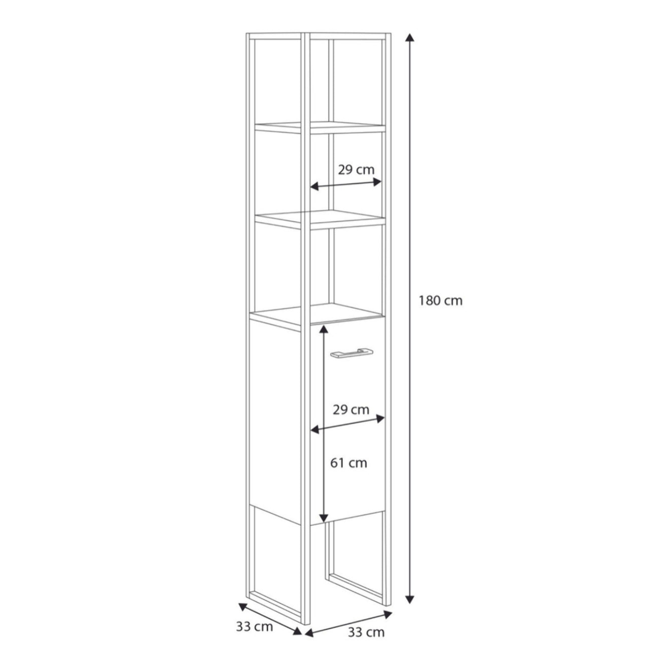 Colonna bagno Aura in stile industriale legno di quercia e metallo