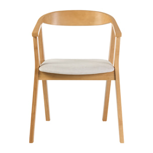Chaises scandinaves bois clair et tissu effet velours texturé beige (lot de 2) BAHIA