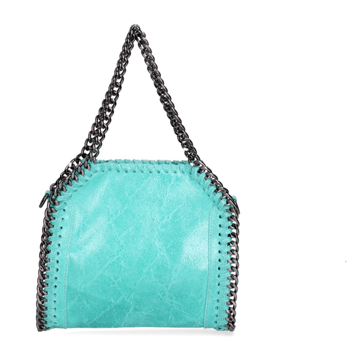 Borsa a mano da donna Made in Italy - Modello Zefira Chic - Pelle scamosciata stampata - 23.0 x 20.0 x 7.0 cm