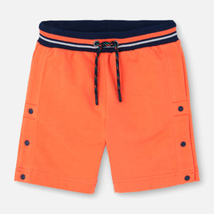 Bermudas lisas para niÃ±o en felpa de color naranja