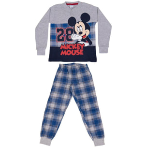 Pigiama lungo Mickey Mouse Grigio Scozzese Lui Disney Multicolor